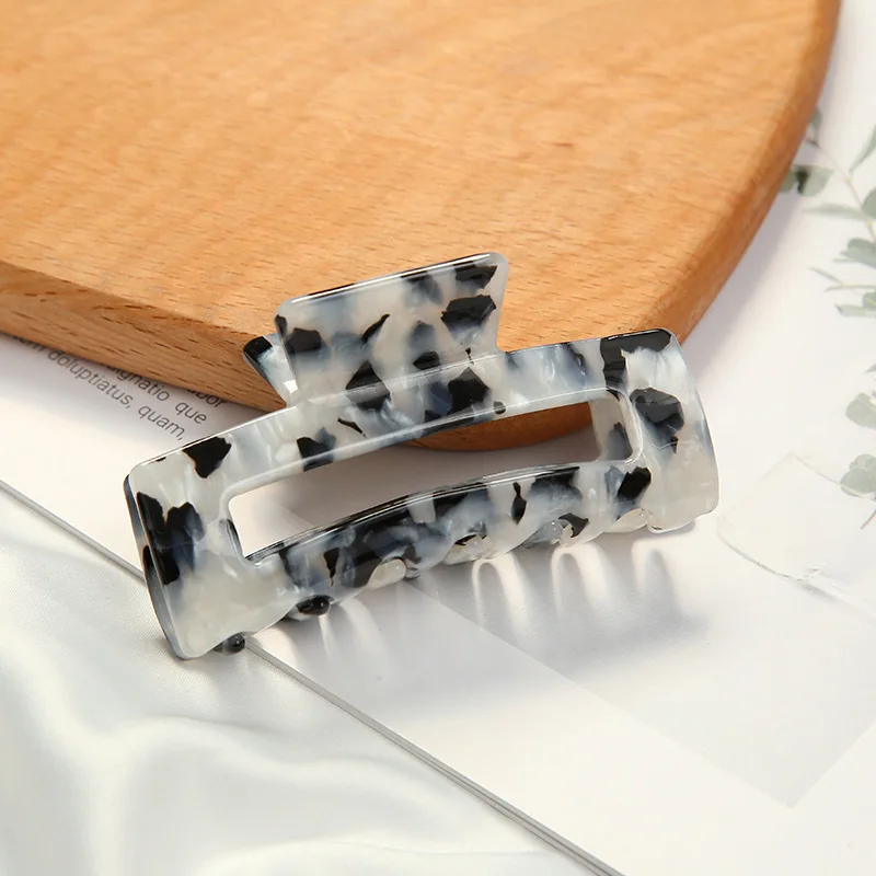 

New Ins Large Geometric Hollow Square Tortoiseshell Leopard Acetate Hair Clip Hair Claw Women Hair Accessories Vintage Fashion