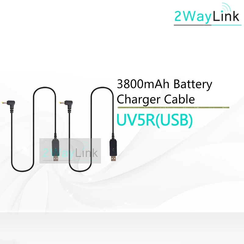 2 PCS USB Зарядное устройство зарядный кабель для передачи данных для BaoFeng UV-5R 5RE 3800 мач продлить Батарея UV-82 BF-F8HP UV-82HP UV-5X3 UV-S9 радио UV-R50 Зарядное устройство - Цвет: 2 PCS