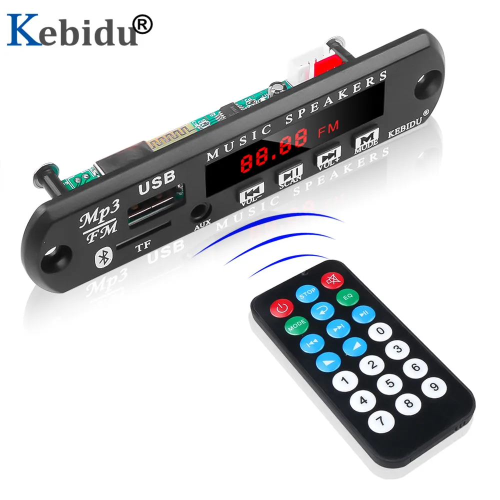Bluetooth MP3-плеер KEBIDU Плата декодера с поддержкой USB TF AUX FM радио 5 В 12 Mp3 WMA аудио модуль