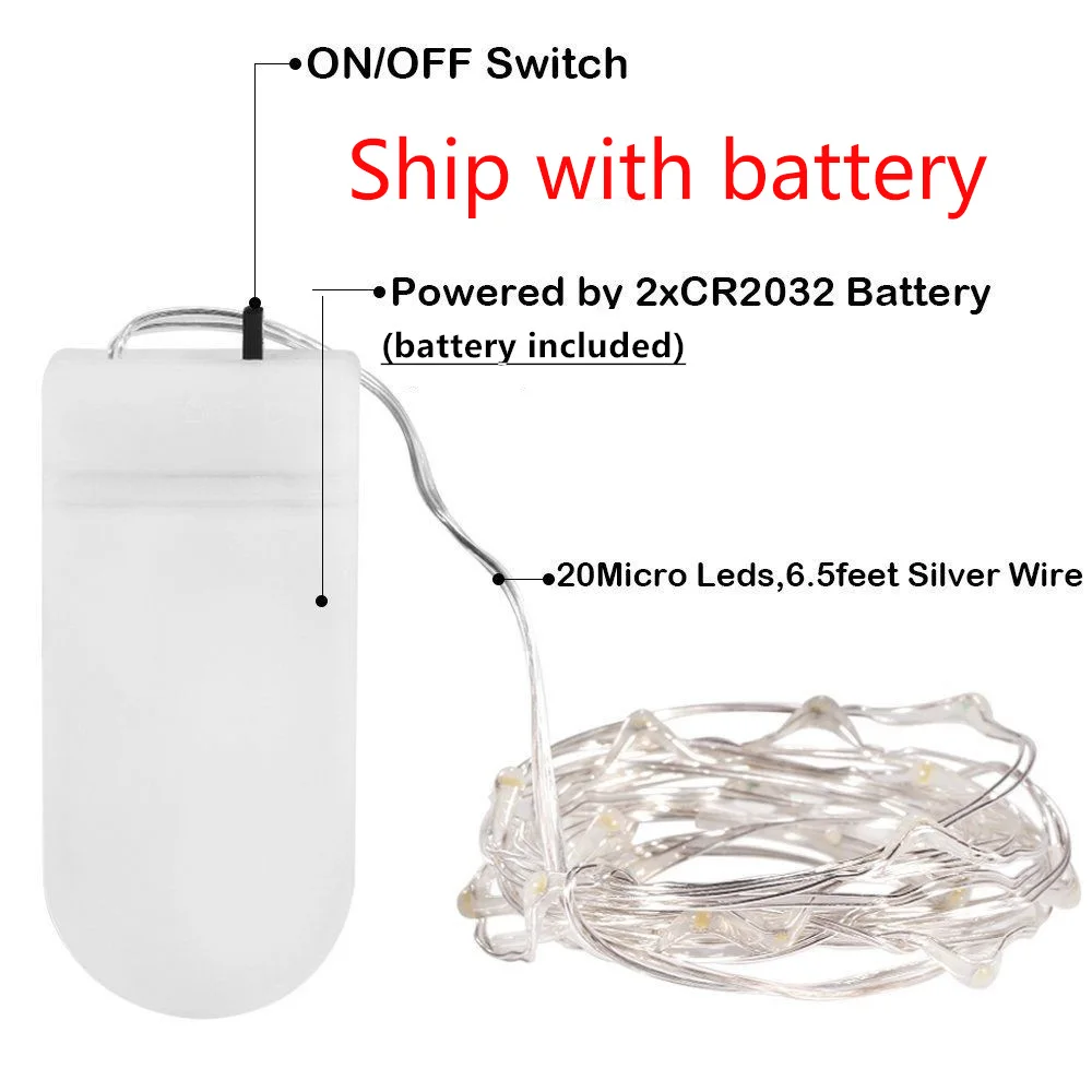 Светодиодная гирлянда с батареей уличный водонепроницаемый шнурок медной