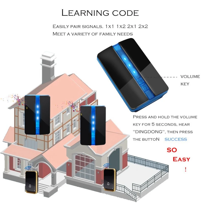 Беспроводной дверной звонок со светодиодной подсветкой самовключающаяся музыка