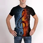 Новинка 2021, футболка с музыкальными нотами, гитарой, мужская и женская футболка с коротким рукавом и 3D Цифровым принтом, футболка для пары в уличном стиле