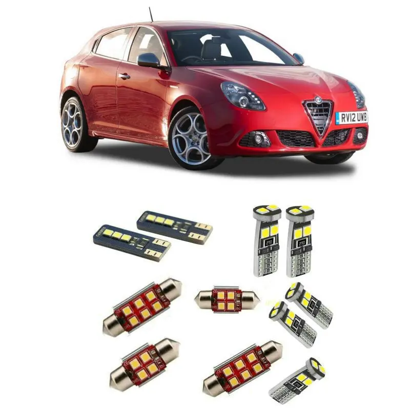 

For Alfa Romeo Guilietta 2010 4pc White Canbus Car LED Bulb Reading Ceiling Map Light Interior Kit Door Lamp