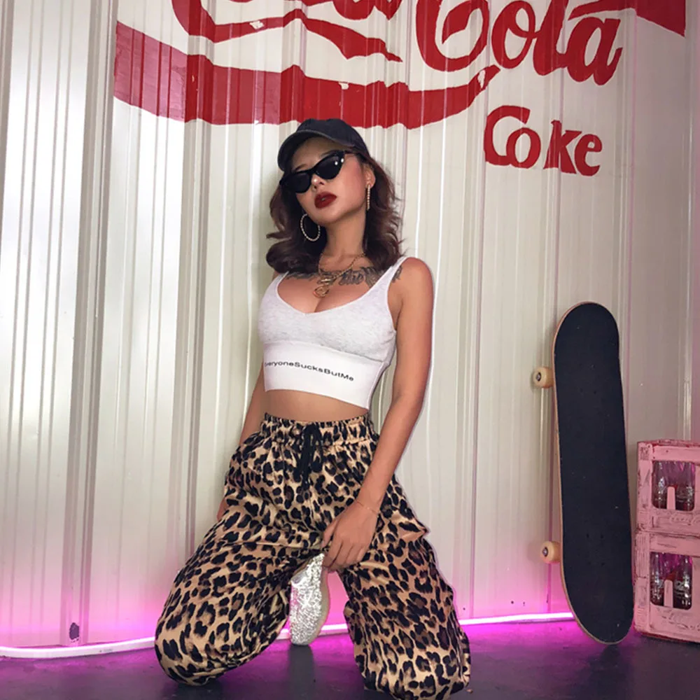 

Fashionable Personality Leopard Print High-waist Casual Pants Women's Fall 2021 New Loose Street Thin Wild Bound Legs Pants