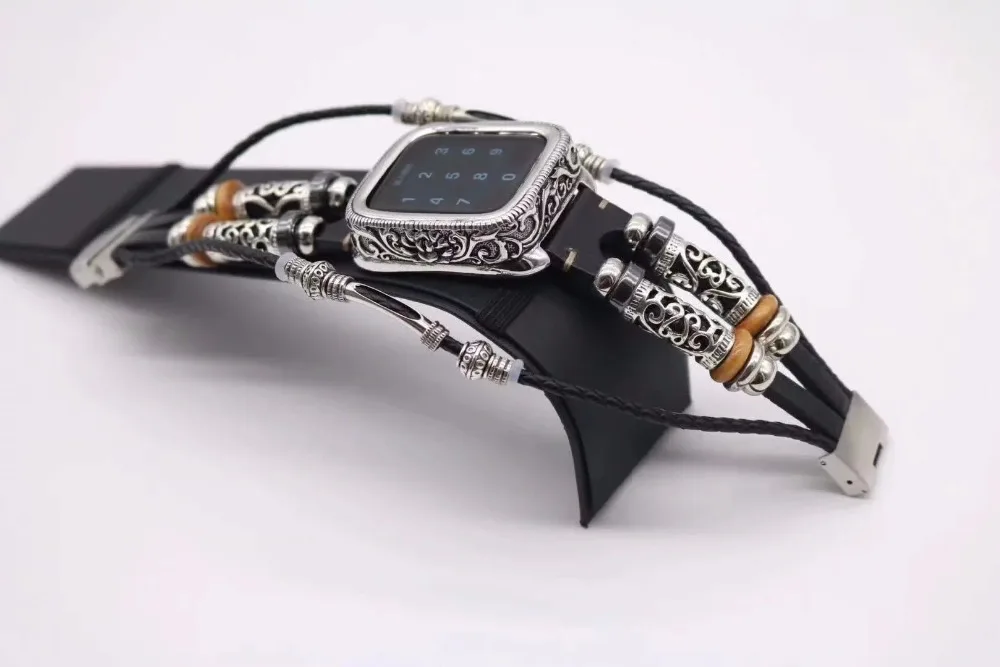 Винтаж, рисунок в форме цветка, металлический корпус ремешок для Apple Watch 38 мм/42 мм/44 мм/40 мм властная металлический ремешок для наручных часов iwatch серии 432
