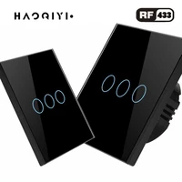 haoqiyi ac100 220v eu 375000 rf433 light switch for controlling 3 touch buttons ac100 220v eu