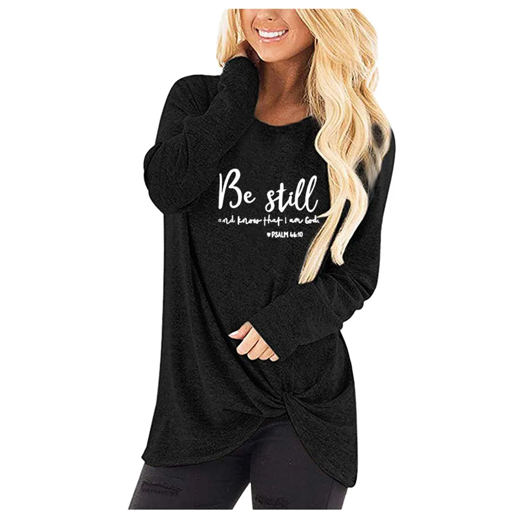 Женские топы и толстовки Дамский круглый вырез с длинными рукавами вязаные для