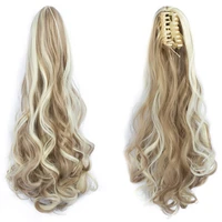 22 inch claw clip drawstring ponytail extensions false pigtail synthetic curly wavy false tail hairpiece pony tail attached hair