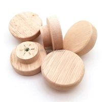 2pcs wood round pull knobs cabinet drawer wardrobe knobs handle for furniture