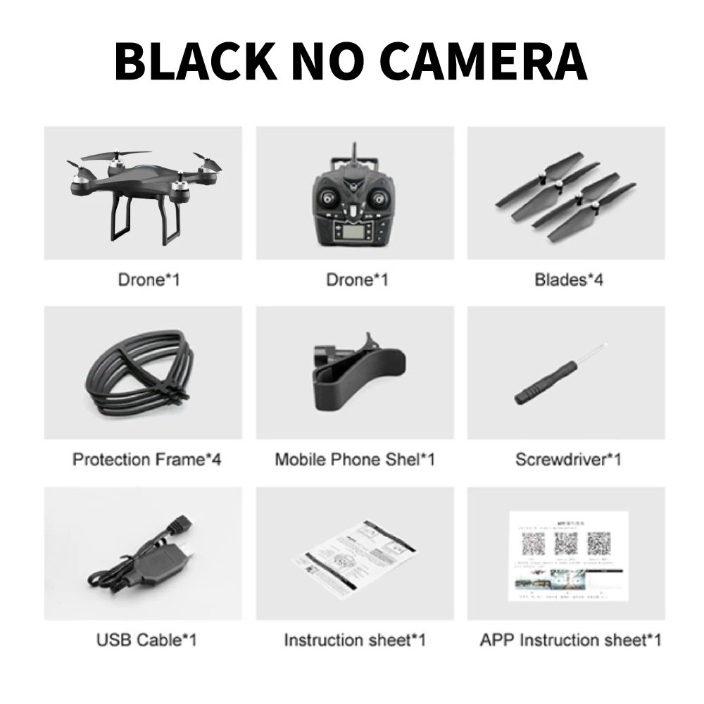 black no camera S2 Профессиональный широкоугольный Дрон для камеры 1080p HD gps WiFi FPV щетка Пропеллер для мотора длинная батарея воздушный Дрон на ру Квадрокоптер - Цвет: black no camera