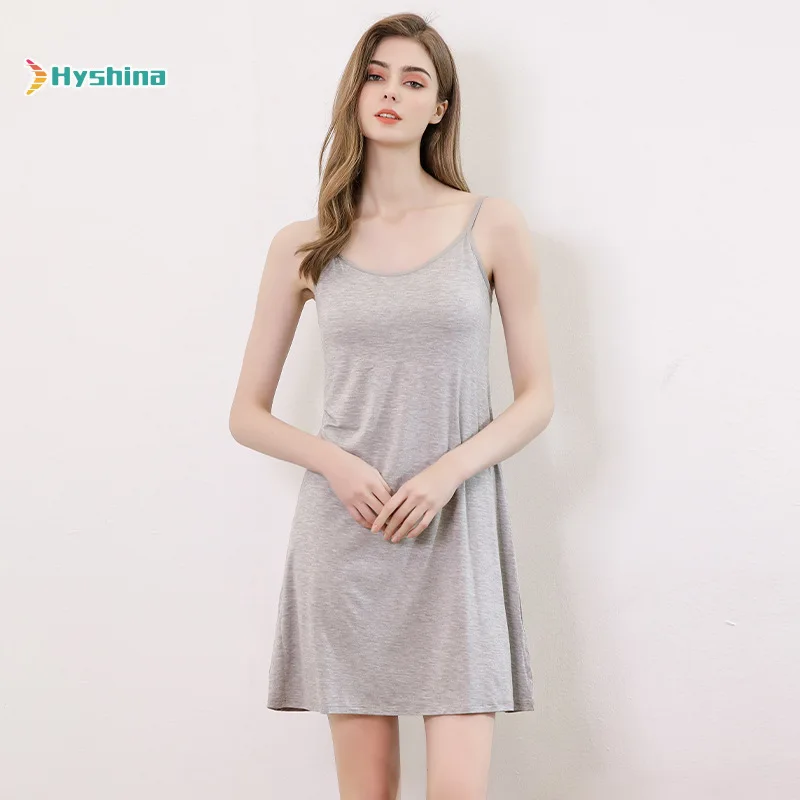 

Nightdress for Women with Brassiere in Summer Long Bottom Pajamas Bra Cup Dress Suspender Pajamas