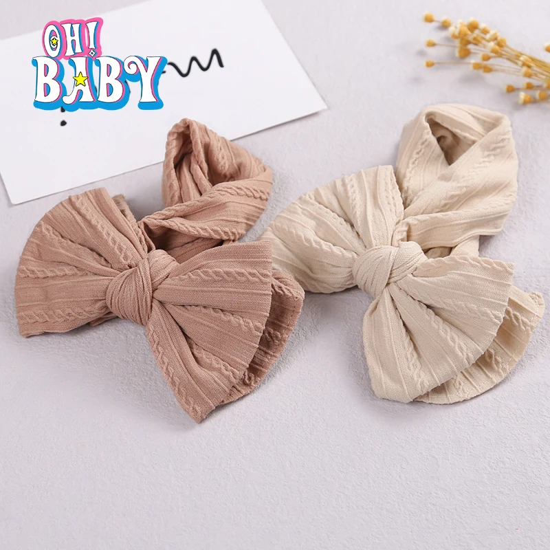 Diadema de lazo doble para beb&eacute; y ni&ntilde;a, diadema de lazo liso para reci&eacute;n nacido, turbante de nailon el&aacute;stico, accesorios para el cabello de beb&eacute; en 32 colores, 1 Uds.-0