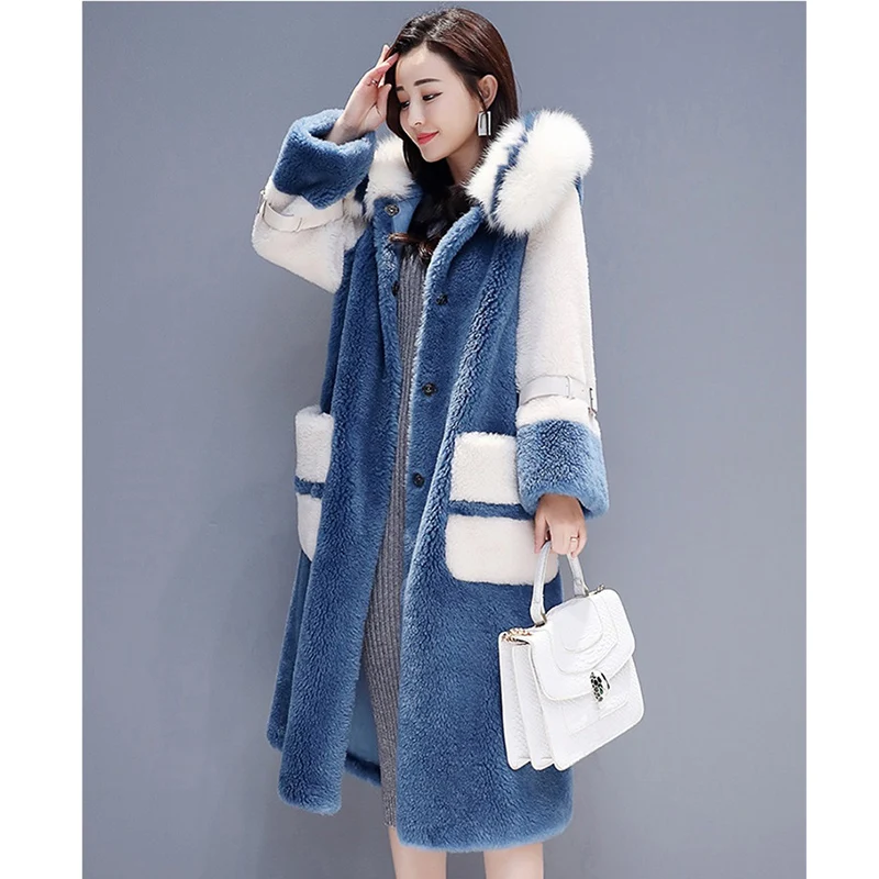 Новинка 2019 женская элегантная Длинная шерстяная верхняя одежда Женское