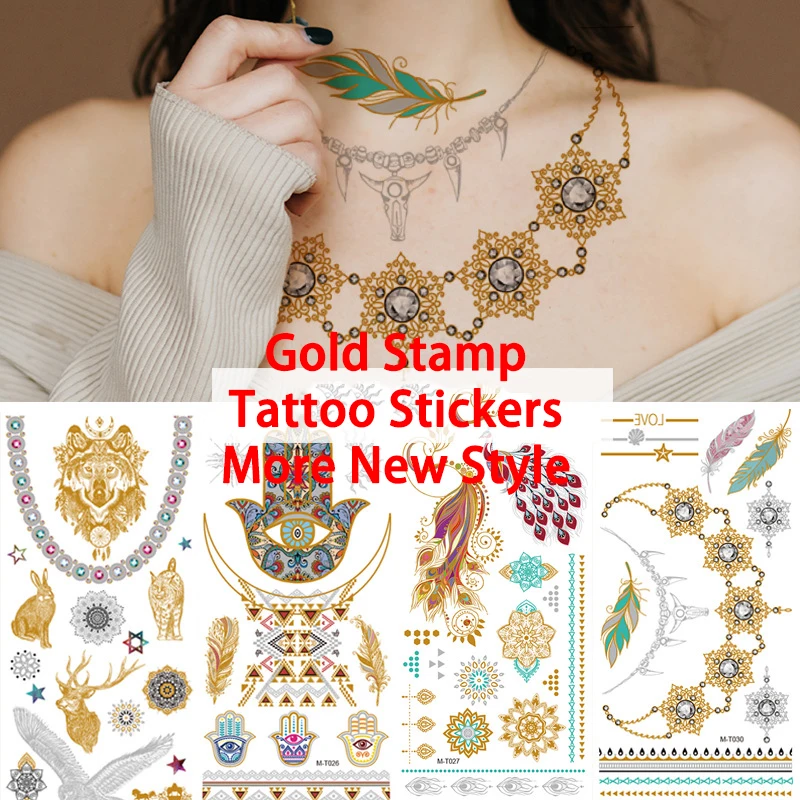 

Hot Sale Gilding Party Tattoo Sticker YH.01-50 Waterproof Not Exciting Body Art Painting Persistent Temporary Tattoos