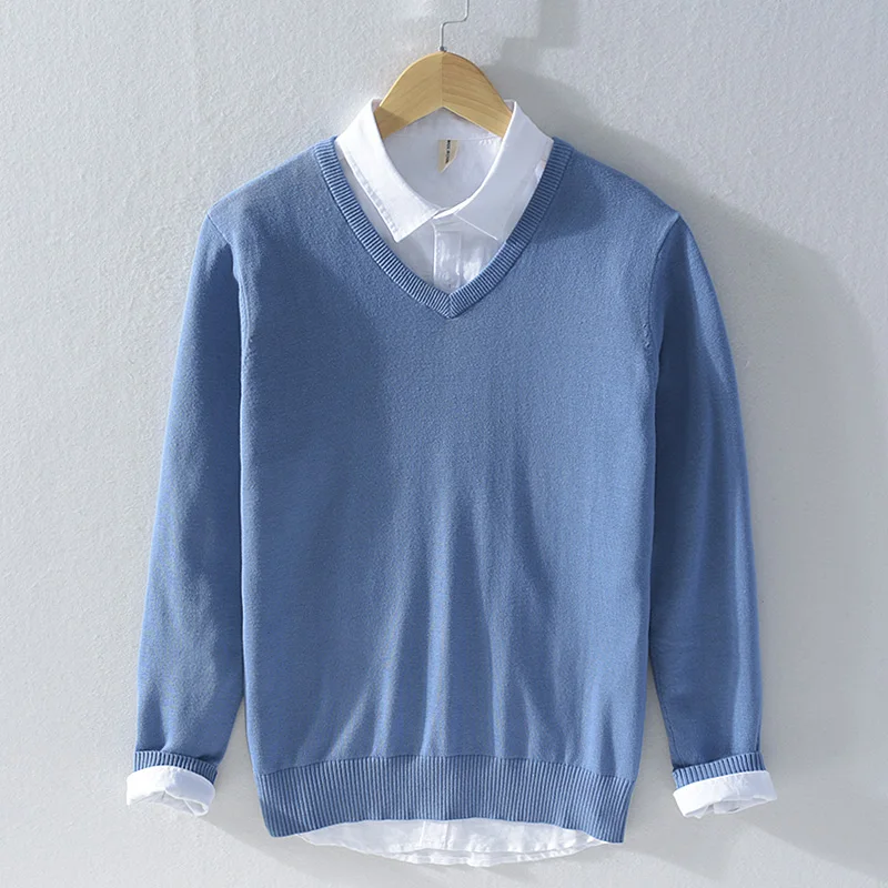 Новое поступление итальянский брендовый хлопковый свитер мужские модные синие