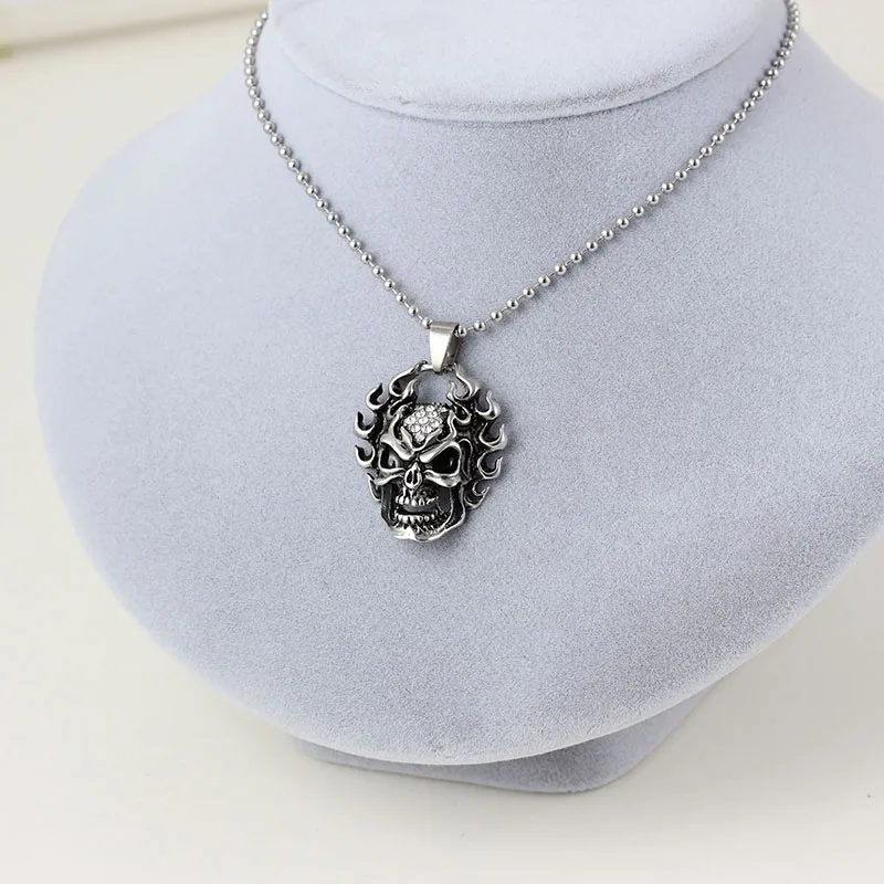 Мужская цепочка с подвеской в виде черепа из нержавеющей стали длина 60