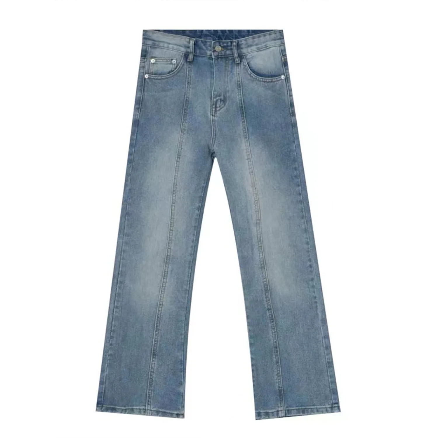 

Man Denim Pants Men's Four Seasons New Korean Streetwear Vintage Fashion Casual Loose Boot Cut Jeans Trousers