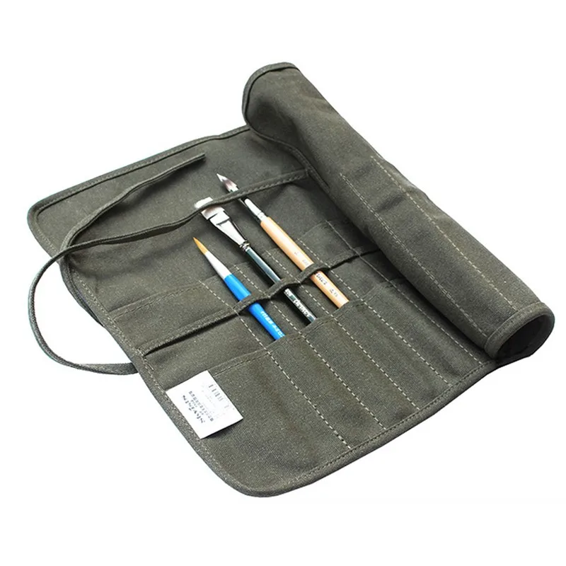 

Multifunction Pencil Bag Roll Up Thick Canvas Wrap Pouch 16 Holes Holder Case Organizer Pouch Perfect Storage for Brush Make Up