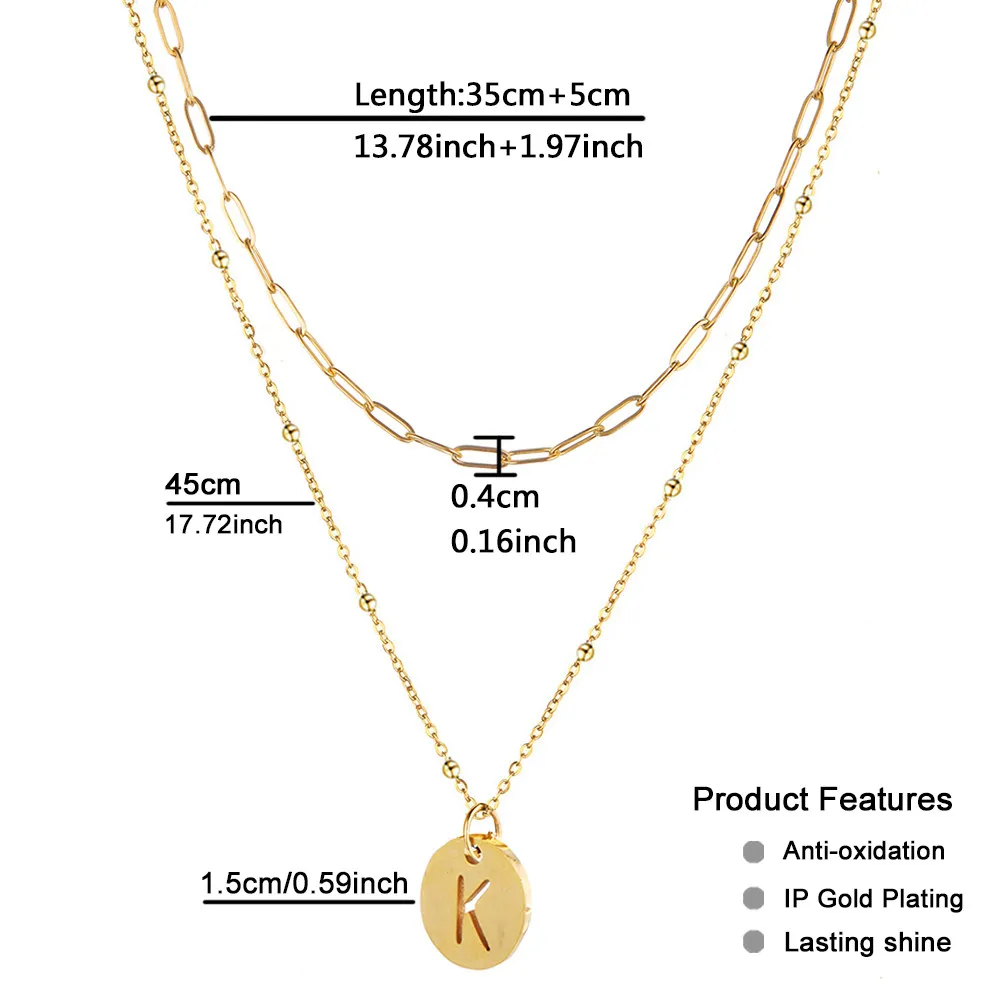 Цепочка многослойная с подвеской-буквой Алфавит Женская ожерелье зажимом из