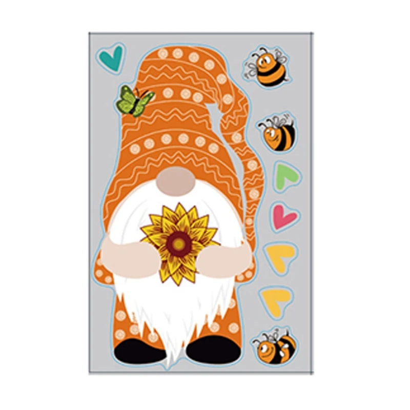 

9 Sheets Swedish Gnome Glass Window Clings Decals Fridge Stickers Wallpaper Spring Decorations for Home Office 28GF