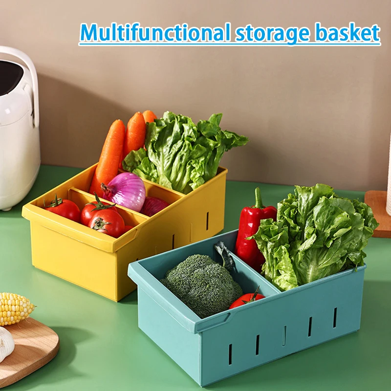 

Storage Basket with Moveable Plates Portable Desktop Sundries Food Snack Organizer Bins for Shelves Thick PP Material NEWEST