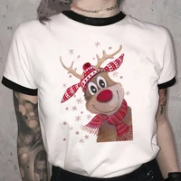 2022 lovely deer t shirt women new year hoildays cute tee tops merry christmas print tshirts ladies graphic t shirt female 90s
