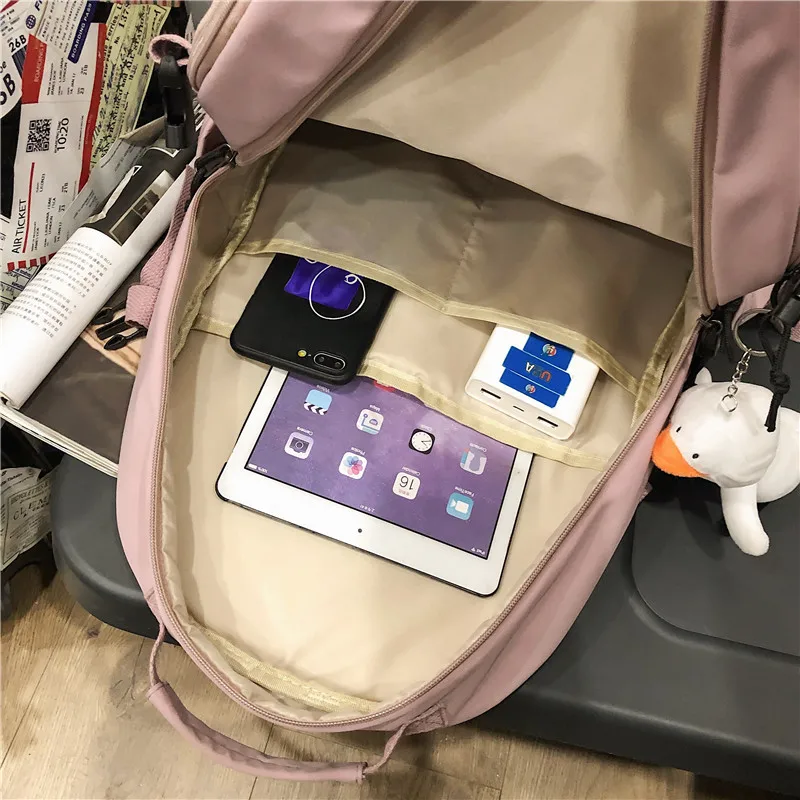 

DCIMOR New Solid Color Waterproof Nylon Backpack High Quality Women Schoolbag Men Large Capacity Laptop Backpacks Cool Book Bag