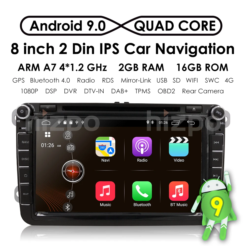 Ossuret 1024*600 android 9,0 автомобильный DVD Navi Стерео для V W Volkswagen SKODA GOLF 5 Golf 6 POLO PASSAT B7 T5 CC J ETTA TIGUAN 2 грамма