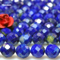 mamiam natural lapis lazuli faceted round beads 5mm 6mm smooth loose stone diy bracelet necklace jewelry making gemstone design