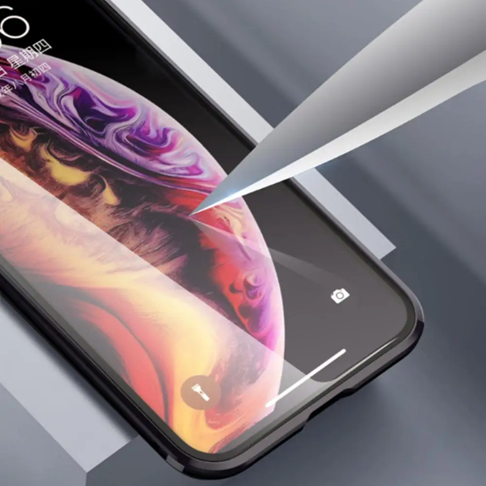 Магнитное закаленное стекло чехол для iPhone 11 Pro X XS MAX XR 8 7 металлический бампер Магнитный чехол для samsung Galaxy Note 10 S10 Plus