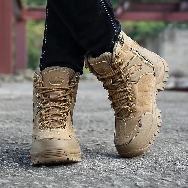 

Hot Sale Men's Short Army Boots Military Style Autumn Winter Boots Shoes Male Shock Absorption Outdoor Plus Size 46 Men's Boots