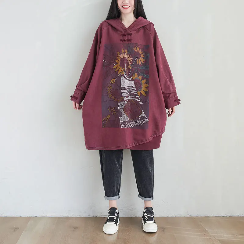 

Hot sale women Cute vintage Cotton Long hoodie Korean Style Women cloths wholesale Q258