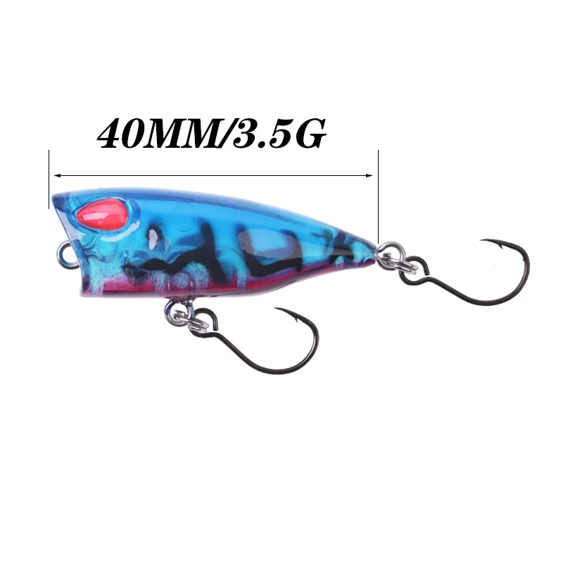 1Pcs Popper Fishing Lure 4cm 3.5g Mini Top Water Artificial Small Hard Bait Sharp Hook Crankbait Wobbler Tackle Trout Freshwater