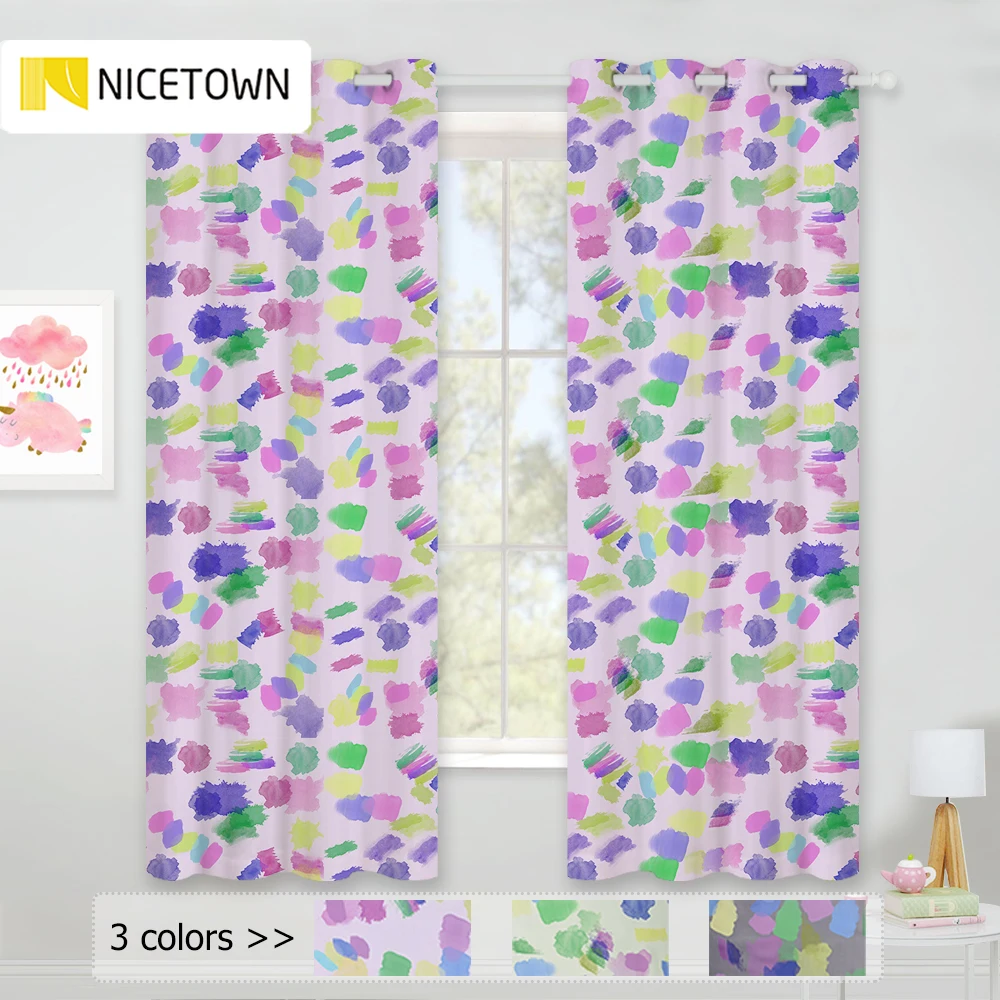 Шторы блэкаут акварельные nictown занавески с ярким успокаивающим принтом для
