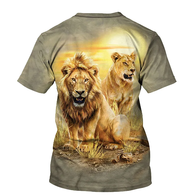 

Summer Ferocious Lion 3D Printing Animal Men T-Shirts Fashion O-Neck Short Sleeve Harajuku Street Style Male Clothes Casual Tops