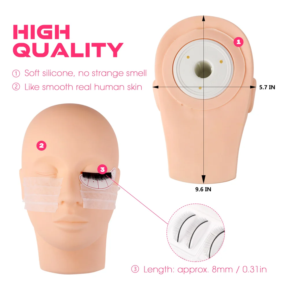 

Lurrose Eyelash Extension Training Set Simulated Mannequin Head for Eyelash Extension Practice Some Grafting Training