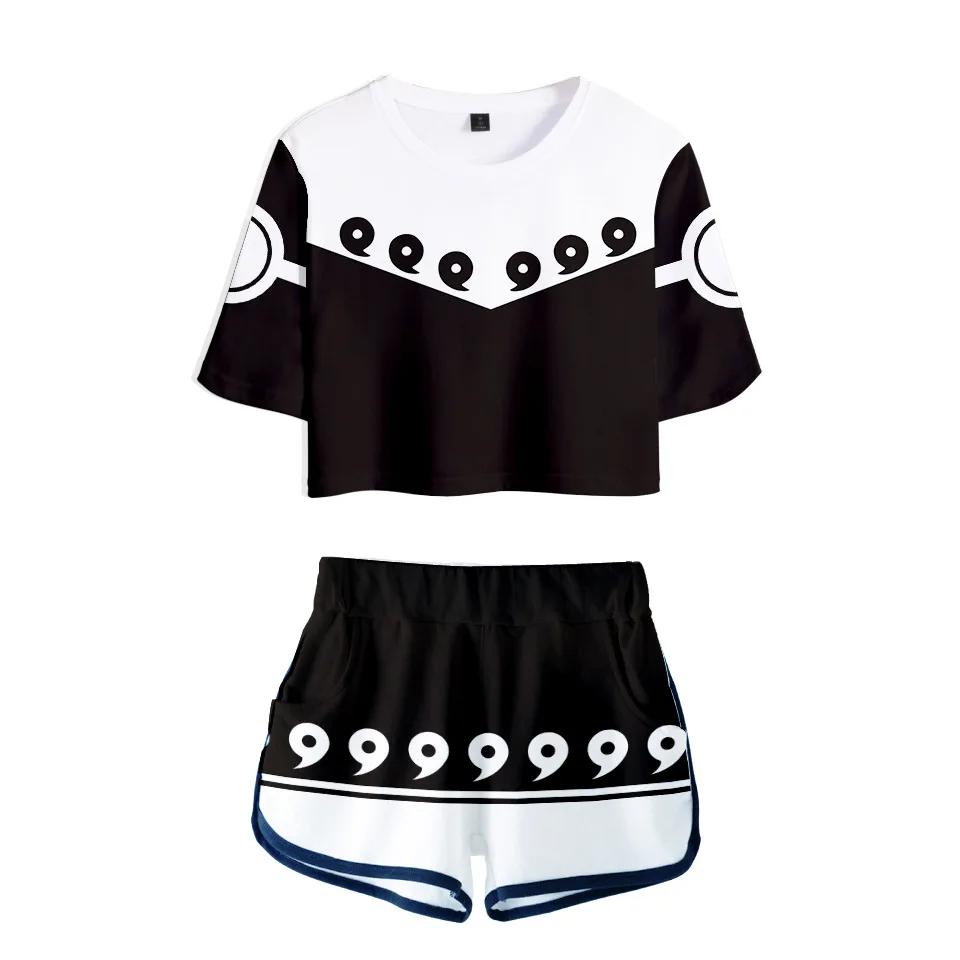 

Trendy explosion 3D ladies suit Naruto 3D printing sexy suit Fashion women's casual suit T-shirt+shorts Naruto suit