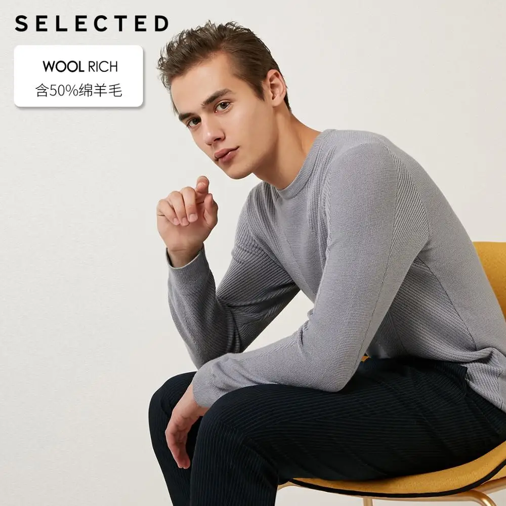 Мужской шерстяной Однотонный свитер одежда с круглым вырезом трикотажный