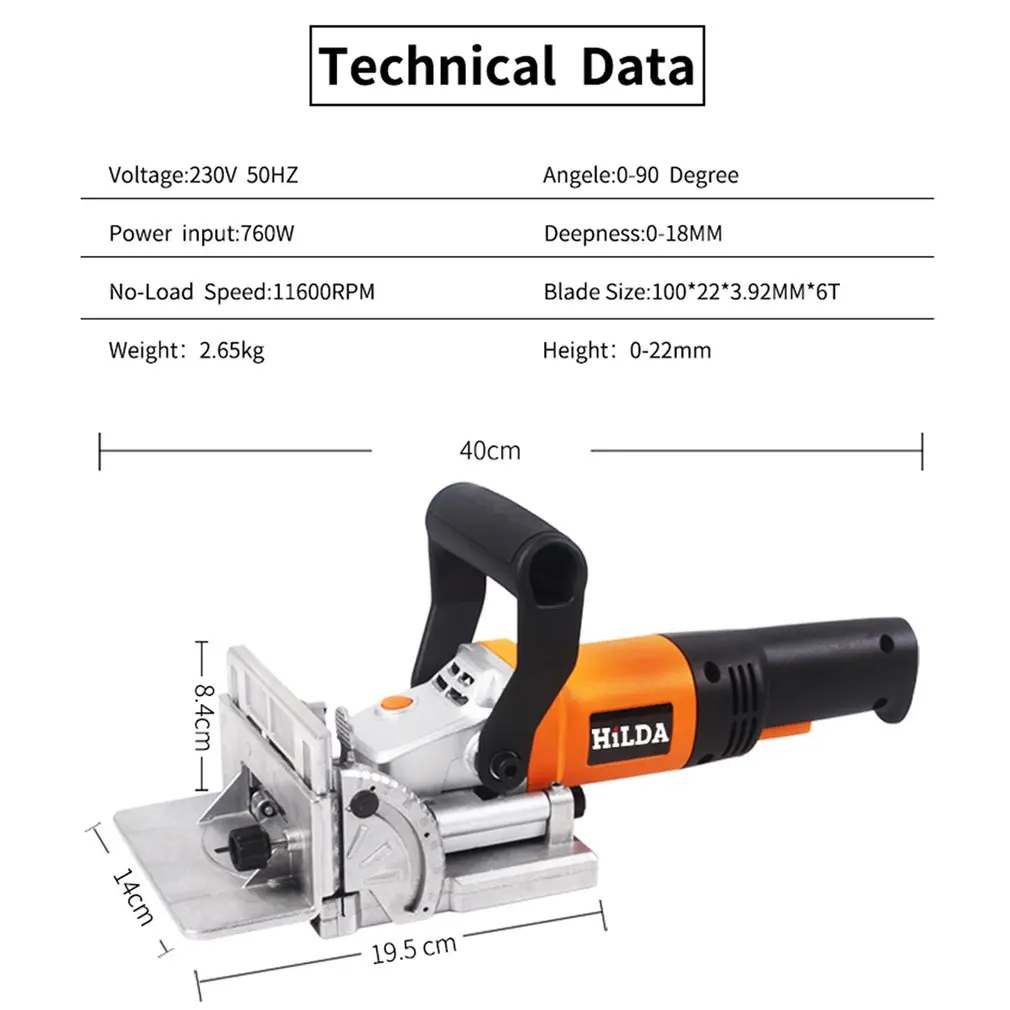 

760W Biscuit Jointer Electric Tool Woodworking Tenoning Machine Biscuit Machine Puzzle Machine Groover Copper Motor EU Plug
