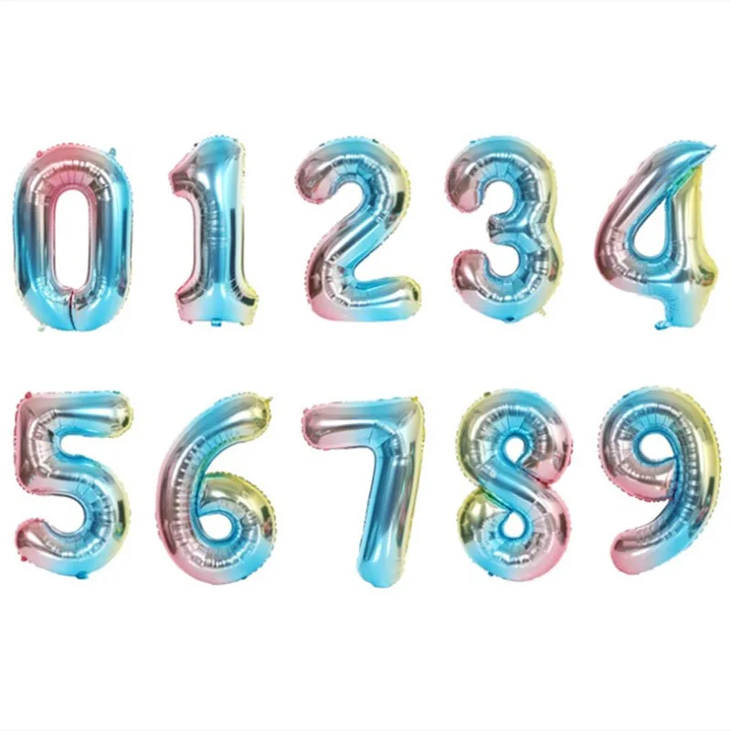 32 дюйма Золотое серебряное число Фольга воздушные шары цифры шарики для день