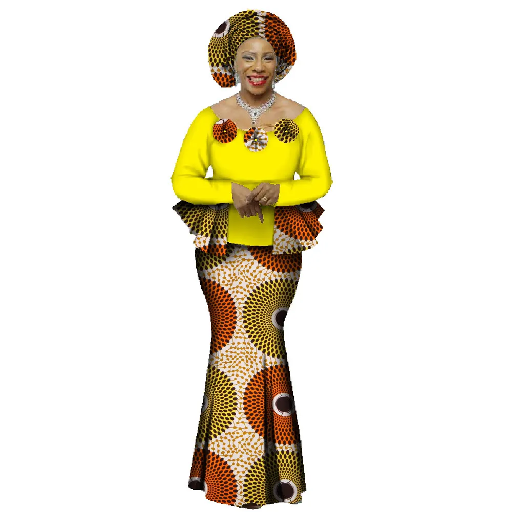 

Stock Size Autumn African Skirt Set For Women Dashiki 2 Piece Sets African Clothes Elegant Traditional African Clothing WY1066