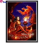 Алмазная картина 5d, вышивка крестом, женщина Фэнтези, огонь, Феникс, круглая квадратная Алмазная вышивка, декор рукоделие, Алмазная мозаика