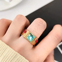 fashion blogger personality retro punk colorful diamond index finger ring gem jewelry for women party accessary wedding rings