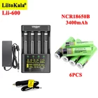 Аккумуляторы LiitoKala NCR18650B 3400 мА ч, 6 шт., зарядное устройство Lii-600 для литий-ионных аккумуляторов 3,7 в, 21700, 26650, 1,2 в, NiMH