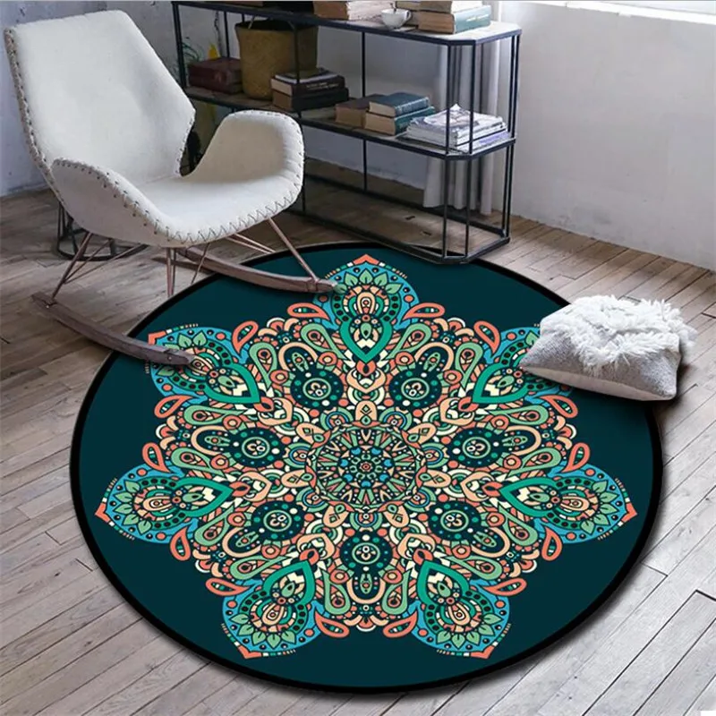 

Bohemian Psychedelic Carpet Square Anti-Skid Area Floor Mat 3D Rug Non-slip Mat Dining Room Living Room Soft Bedroom Carpet 04