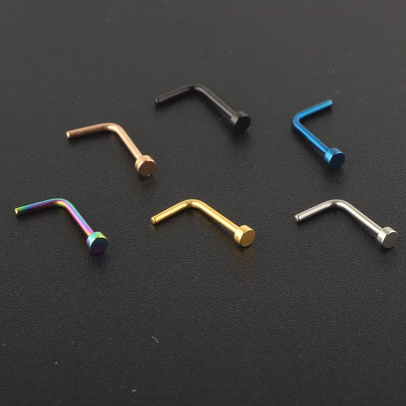 

1PC Nose Ring Surgical Steel Body Piercing Jewelry Bone Stud Stainless Steel Metal Geometric Multicolor Simple Nose Stud Rings