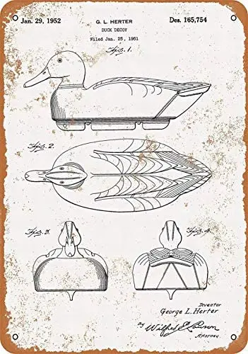 

Metal Sign - Duck Decoy Patent - Vintage Bar Wall Decorative