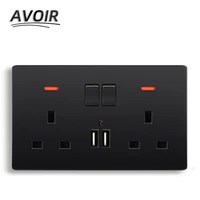 avoir uk standard plug socket dual usb power led indicator power wall home electrical outlet socket with switch 146mm86mm