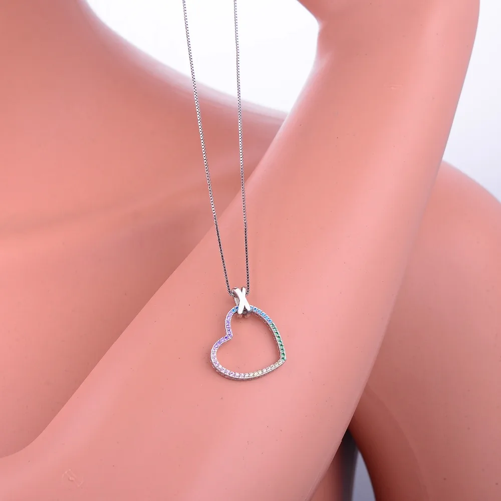 Женское колье с подвеской Cystal Rainbow Arc Love Серебряное ювелирное изделие из