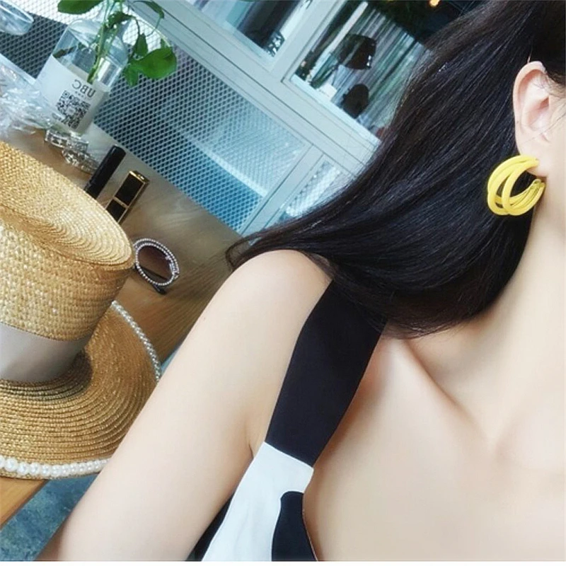 

Three Layers CC Drop Earrings For Women Design Europea Style Party Jewelry Statement Bright Colorful Circle Earring Gifts